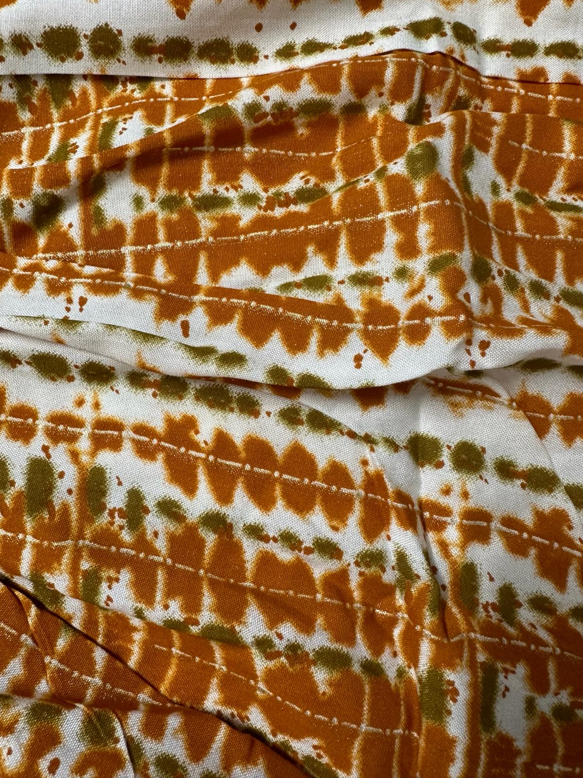Girls - Orange and White Rayon Anarkali Kurti