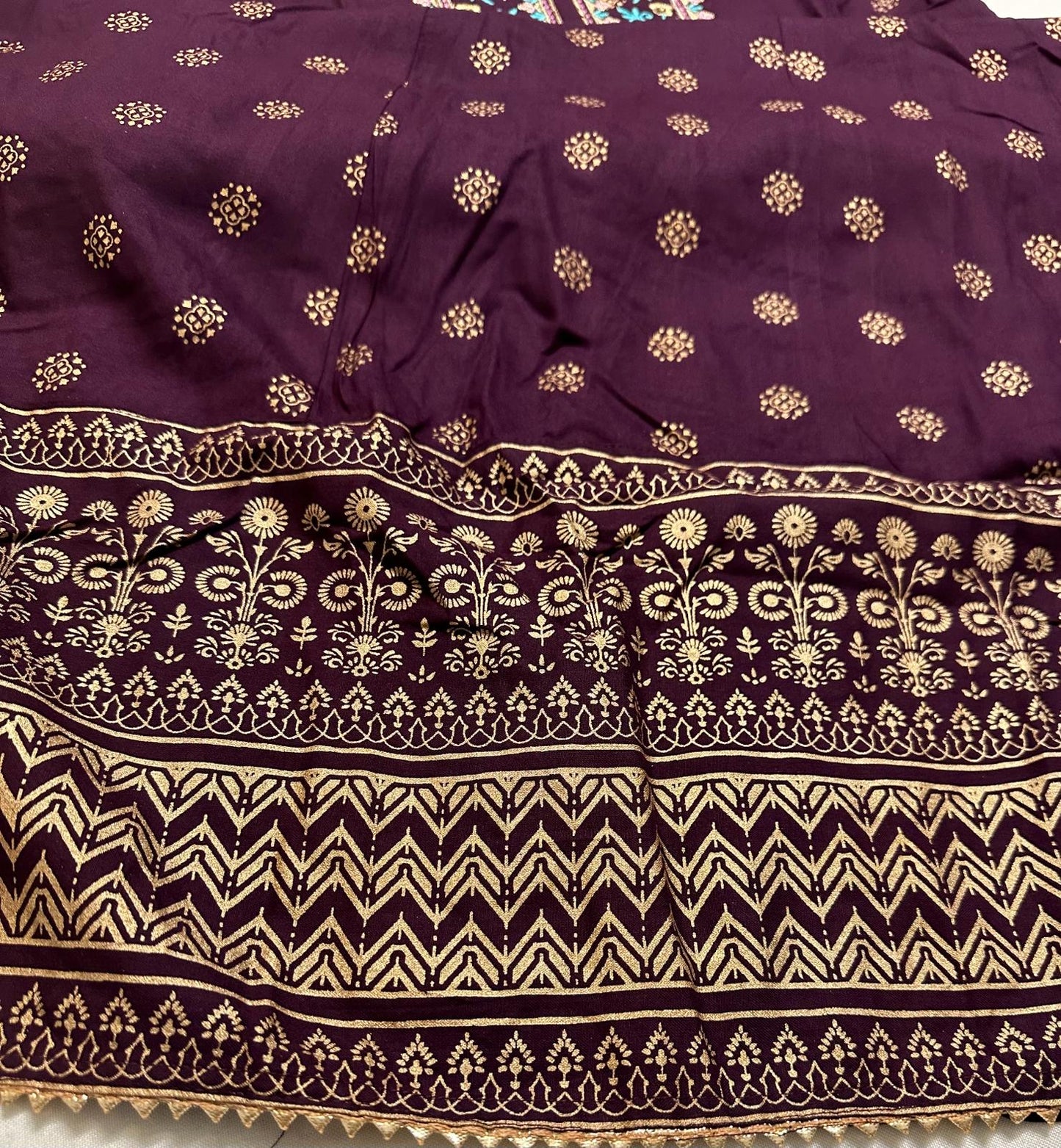 Purple Rayon Foil Print Anarkali Kurti