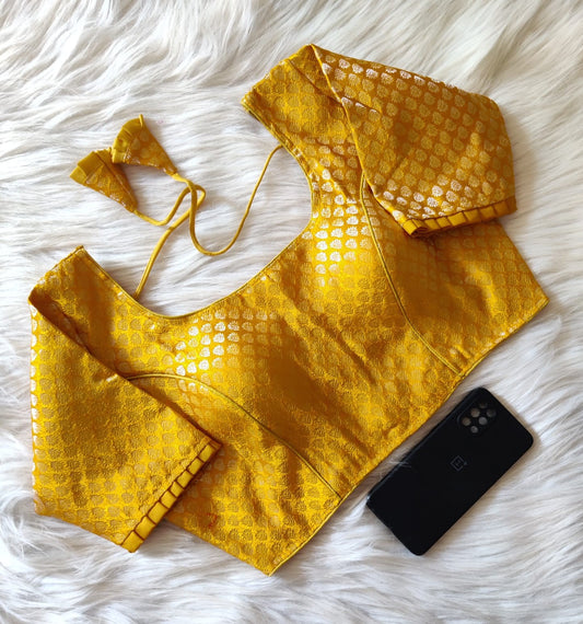 Yellow Banarasi Brocade Readymade Blouse