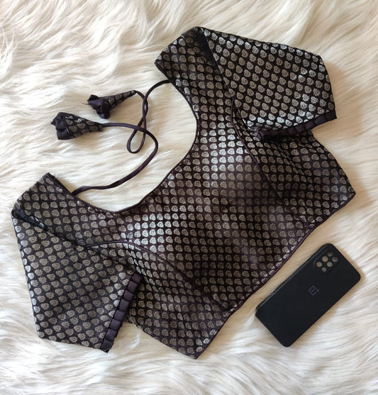 Black Banarasi Brocade Readymade Blouse