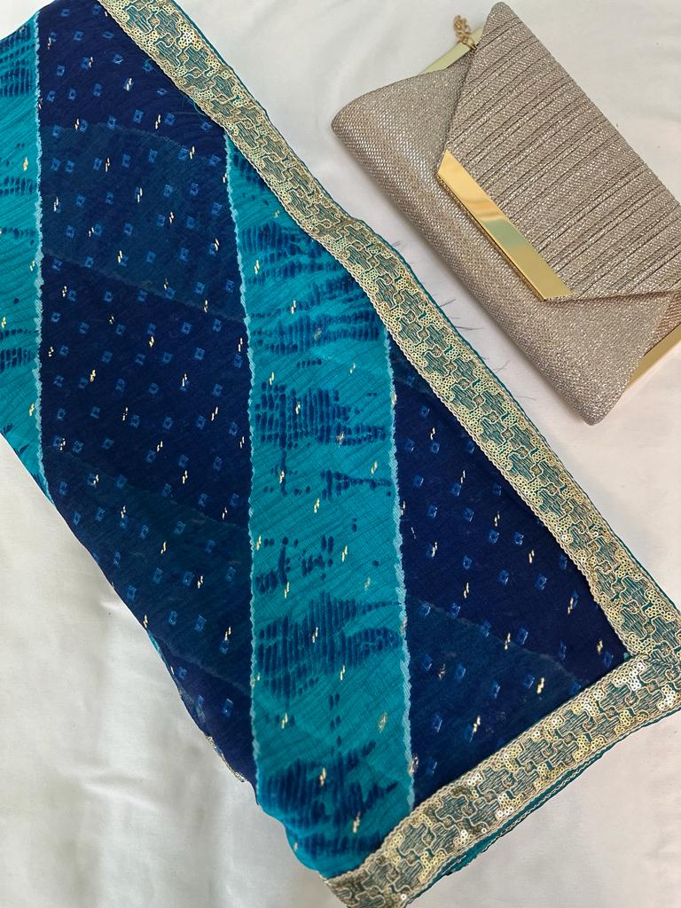 Blue Chiffon Designer Saree