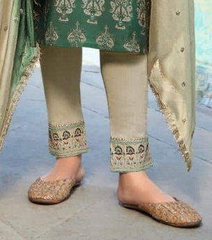 Green Modal Silk Kurta with Bottom and Dupatta