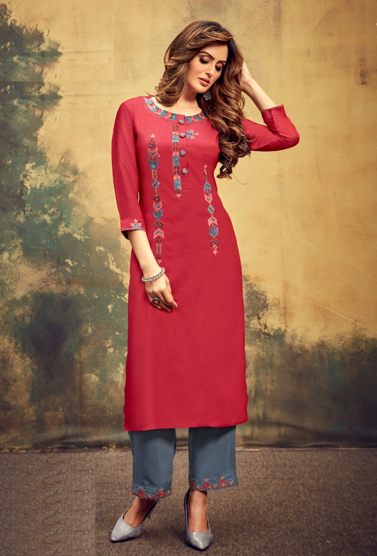 Pink Viscose Kurta with Pant