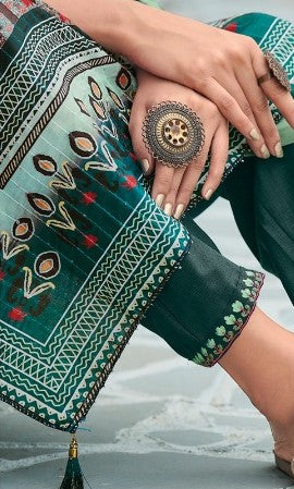 Rainee Green Embroidered Kurta with Bottom & Dupatta