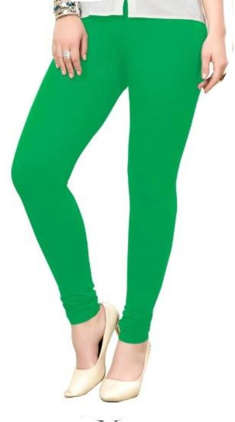 Green Solid Full-Length Leggings