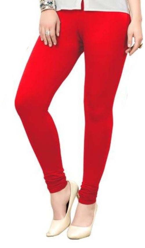 Red Orange Solid Full-Length Leggings