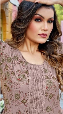 Autumn Tawny Brown Rayon Short Kurti