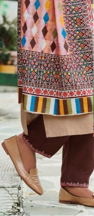 Tan Brown Embroidered Kurta with Bottom & Dupatta