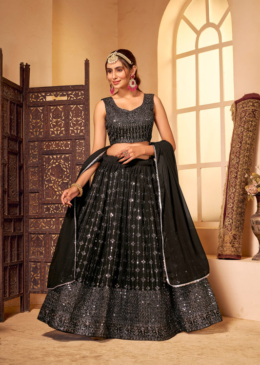 Black Georgette Lehenga