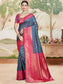 Blue and Pink Soft Silk Saree