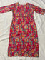 Pink Rayon Floral Printed Straight Kurti