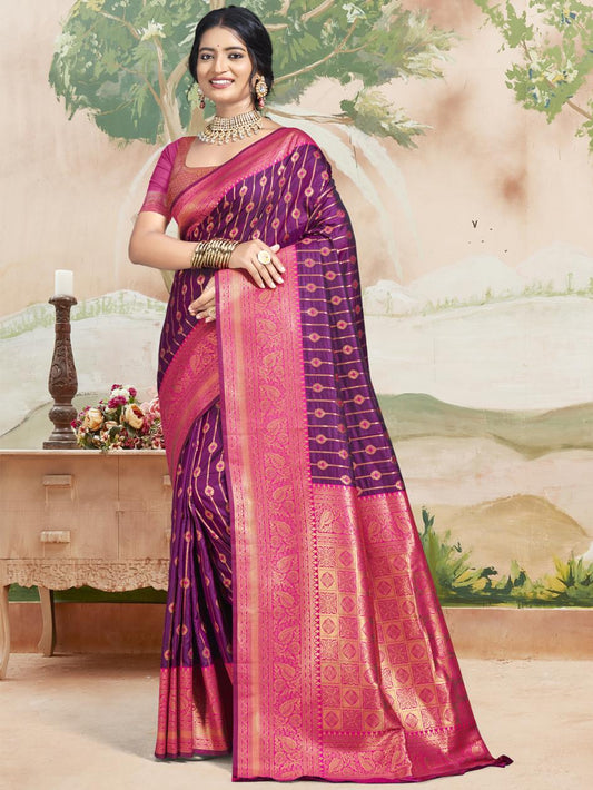 Purple and Pink Soft Silk Saree