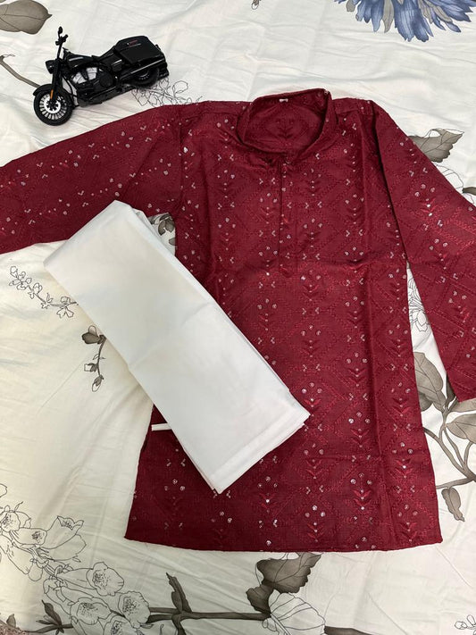 Boys - Burgundy Kurta with Pajama