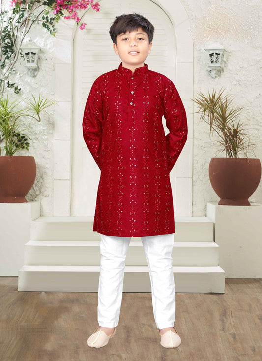 Boys - Burgundy Kurta with Pajama