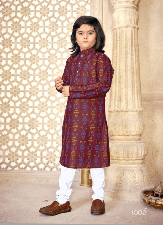 Boys - Burgundy Cotton Kurta