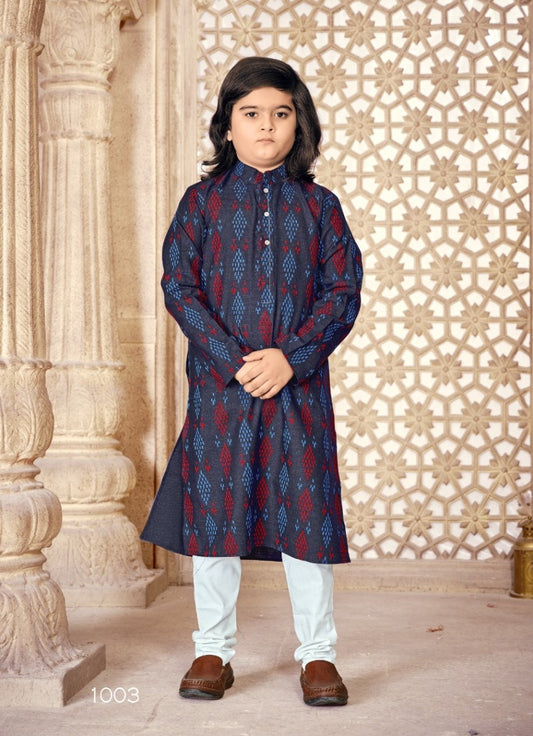 Boys - Dark Blue Cotton Kurta