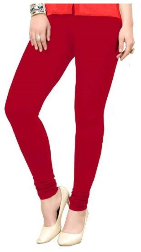 Burgundy Solid Ankle-Length Leggings