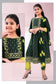 Girls - Green Nyra Cut Salwar Suit with Sequin Embroidery Work