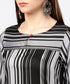Plus Black Grey Striped Straight Kurti