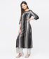 Plus Black Grey Striped Straight Kurti