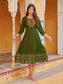 Green Rayon Foil Print Anarkali Kurti