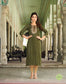 Dark Olive Green Rayon Golden Foil Printed Straight Kurti