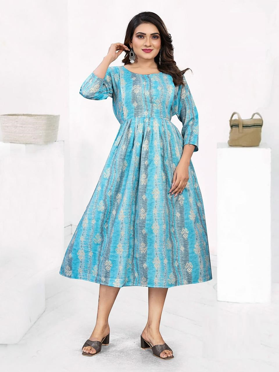 Blue Rayon Maternity Kurti