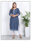 Plus - Blue Cotton Floral Printed Straight Kurti