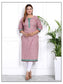 Plus - Dusty Pink Cotton Floral Printed Straight Kurti