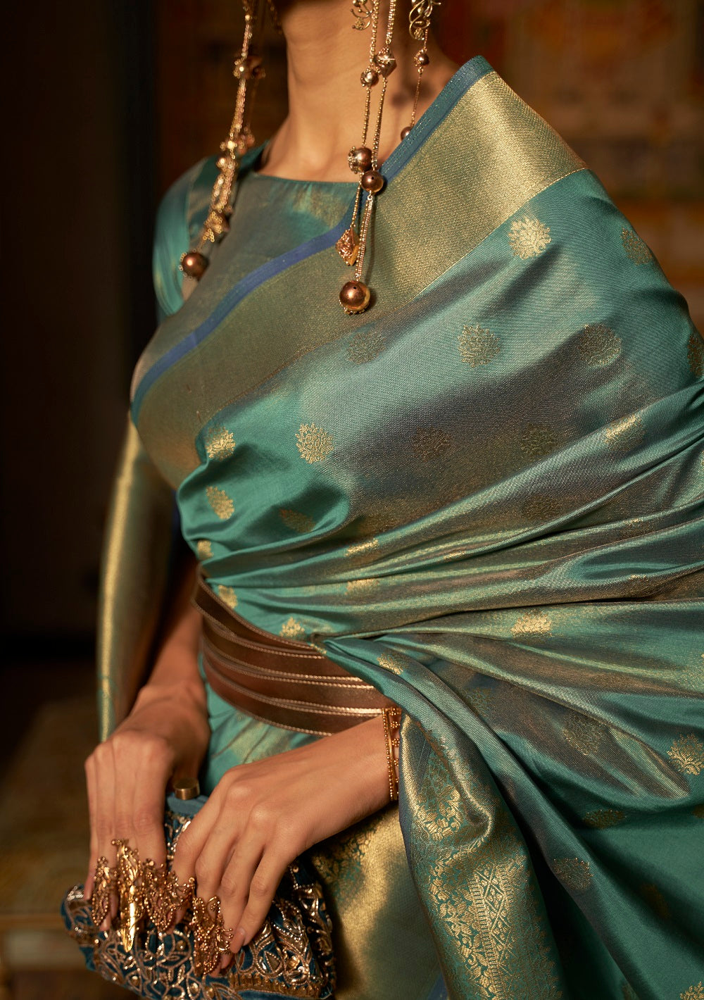 Blue Silk Handloom Weaving Saree