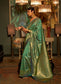 Turquoise Silk Handloom Weaving Saree