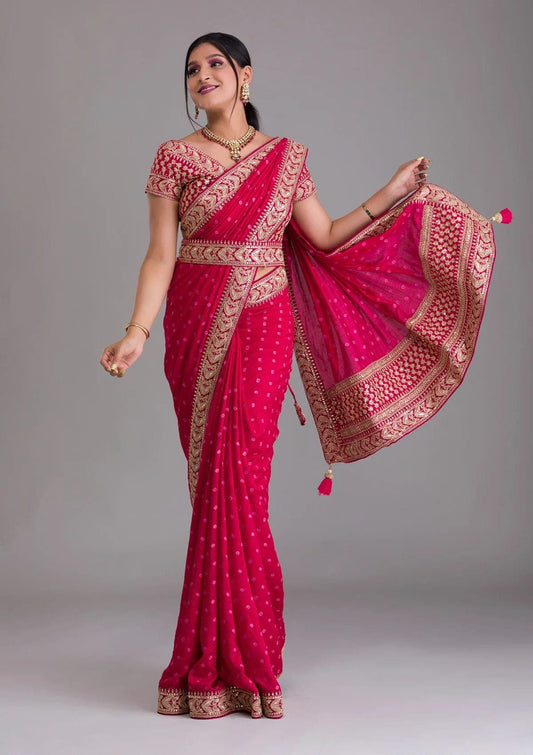 Pink Georgette Designer Saree