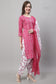 Pink and White Cotton Kurta with Patiala Pants and Dupatta