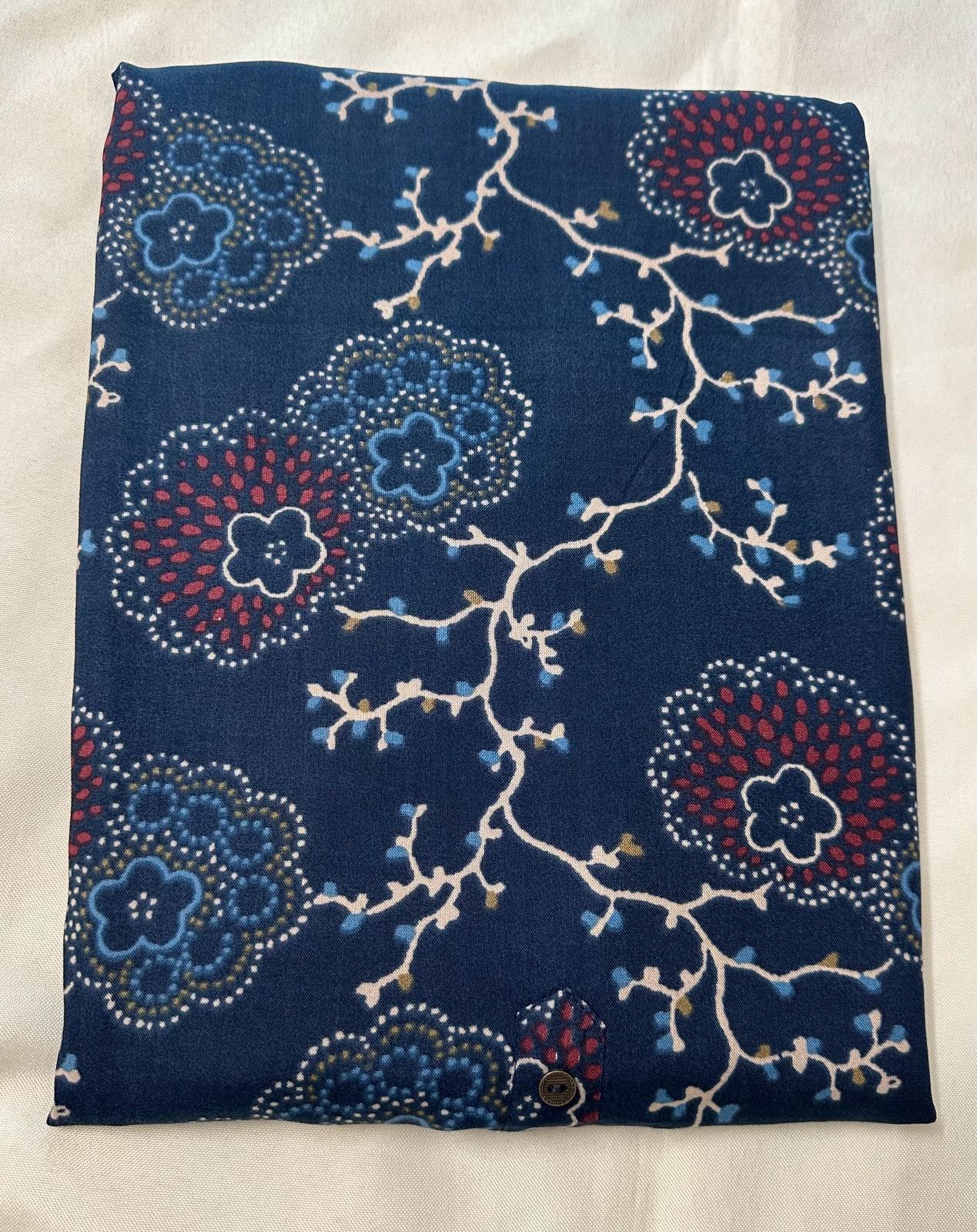 Blue Rayon Floral Printed Straight Kurti
