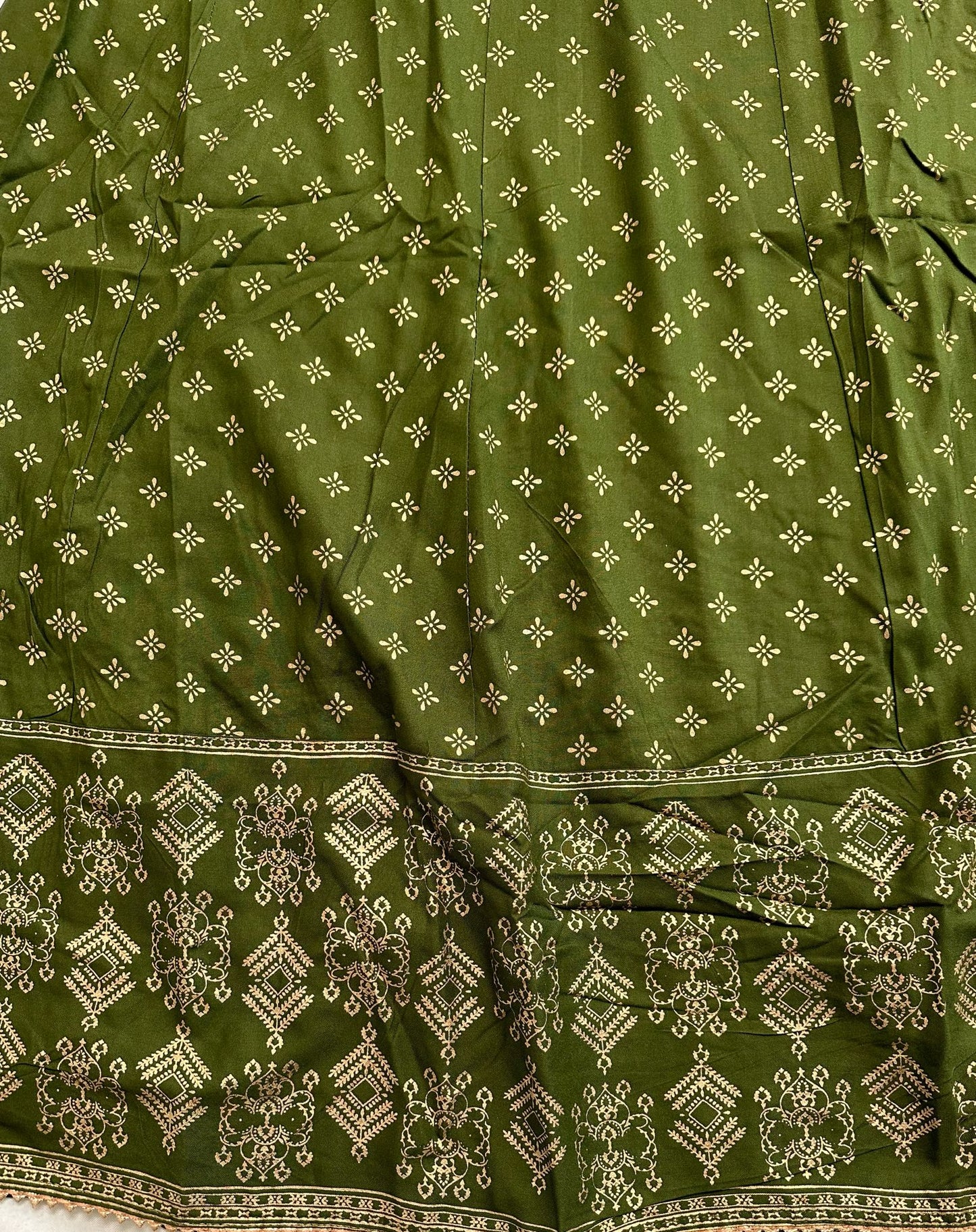 Green Rayon Foil Print Anarkali Kurti