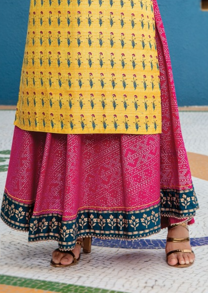 Yellow Modal Flex Kurti with Modal Flex Skirt