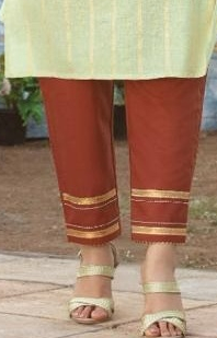 Light Green Viscose Cotton Kurta with Brown Pant