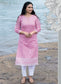 Pink  Chanderi Cotton Kurta with lace work Pant