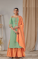 Green Fancy Wear Kurti with Orange Gharara and Dupatta