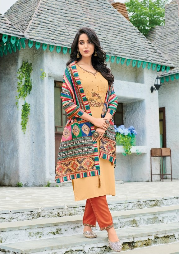 Yellow Embroidered Kurta with Bottom & Dupatta