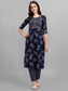 Midnight Blue Rayon Kurta with bottom and Dupatta