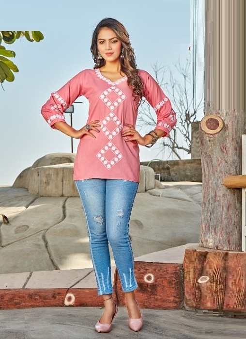 Pink Rayon Tunics Top