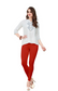 Red Solid Ankle-Length Leggings