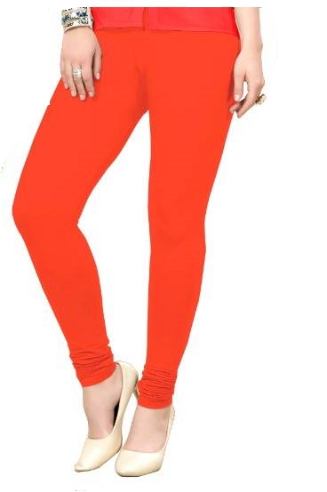 Orange Solid Ankle-Length Leggings