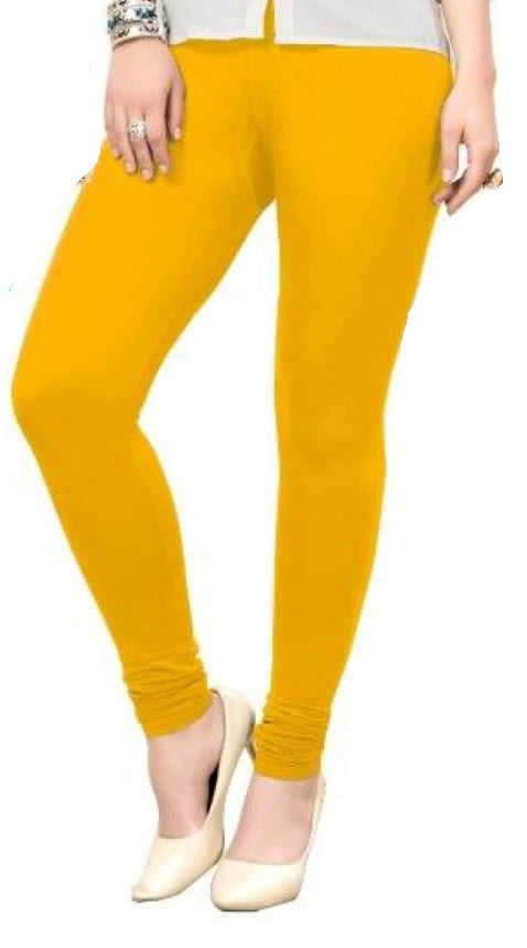 Bright Yellow Solid Full-Length Leggings