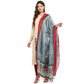 Grey and Blue Dupatta with Floral pattern