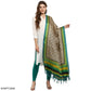 Green and Black Dupatta with Floral Pattern