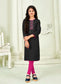 Girls - Black Chanderi Silk Straight Kurti