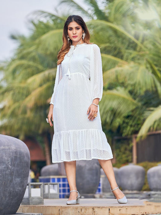 White Dress Style Georgette Kurti