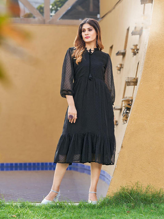 Black Dress Style Georgette Kurti